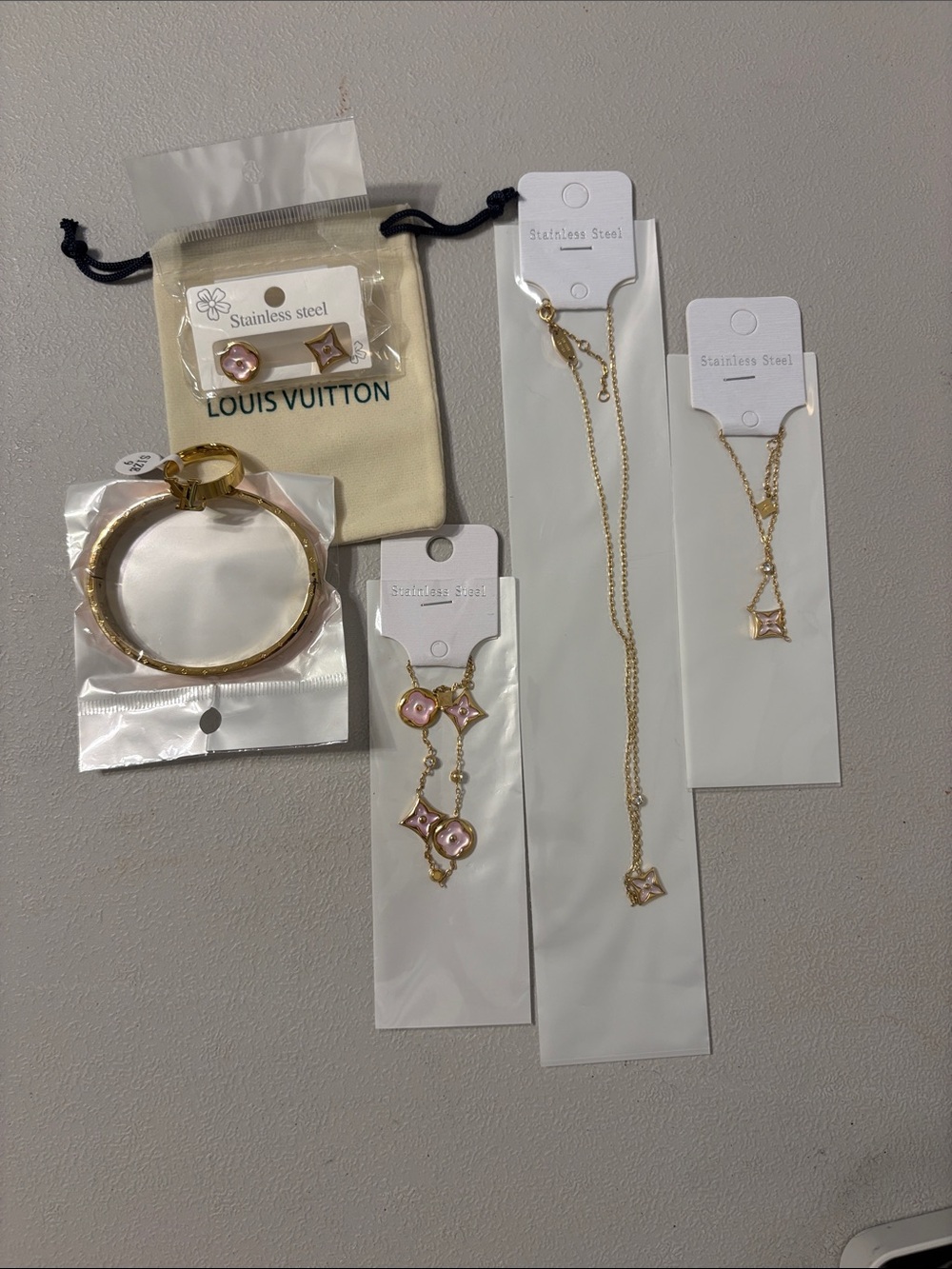 🥳Special Deal🥳 Gold & Pink Stainless Steel Jewelry Set 6